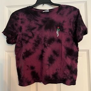 Empyre crop tie dye tye short sleeve t shirt skeleton hand rose goth emo